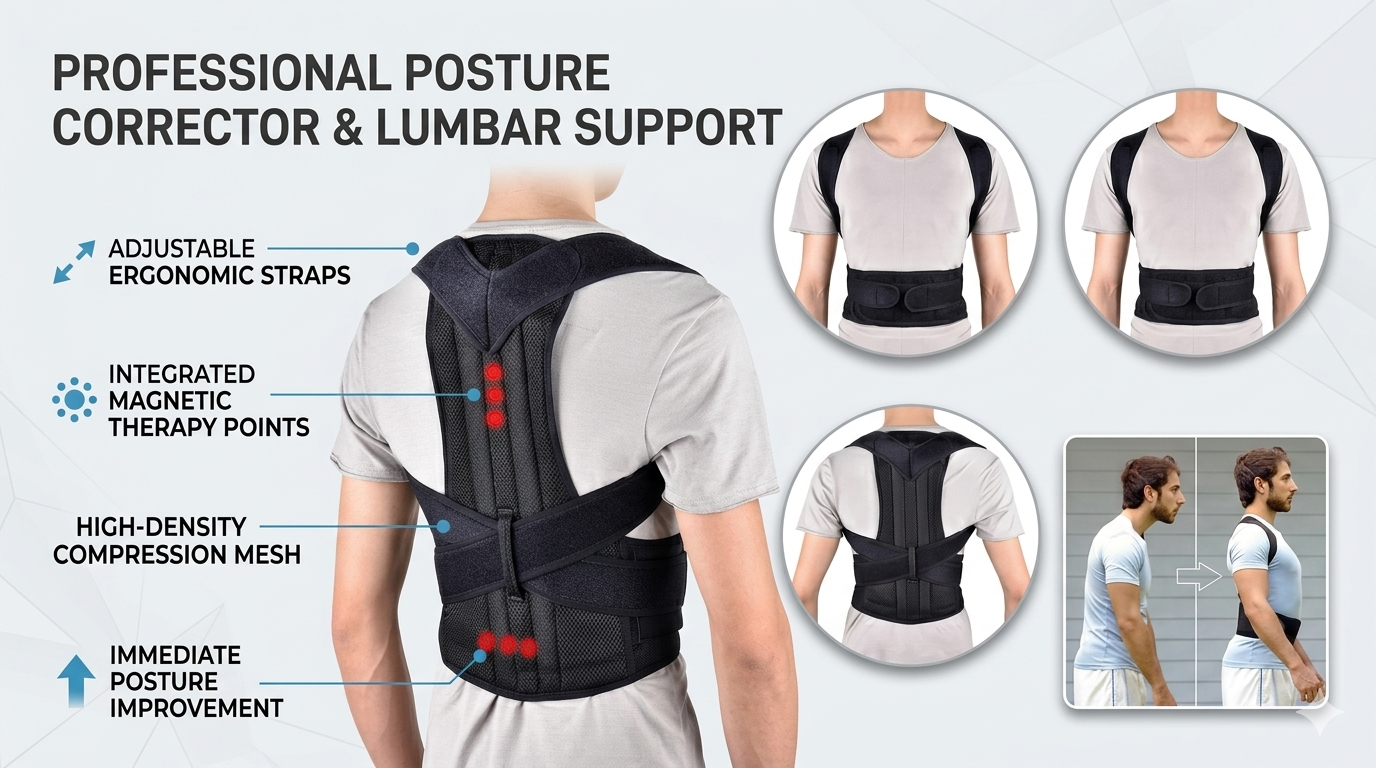 Adjustable Posture Corrector Back Support Belt with Lumbar Support